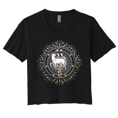 Agnus Dei Sanctus Traditional Latin Mass Catholic Women's Crop Top Tee