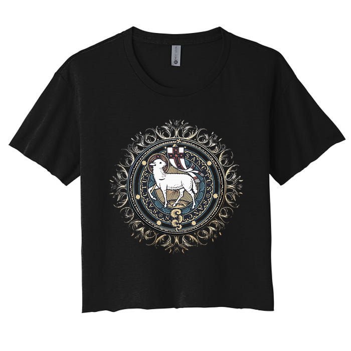 Agnus Dei Sanctus Traditional Latin Mass Catholic Women's Crop Top Tee