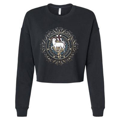 Agnus Dei Sanctus Traditional Latin Mass Catholic Cropped Pullover Crew