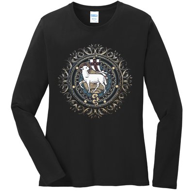 Agnus Dei Sanctus Traditional Latin Mass Catholic Ladies Long Sleeve Shirt