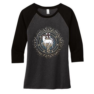 Agnus Dei Sanctus Traditional Latin Mass Catholic Women's Tri-Blend 3/4-Sleeve Raglan Shirt