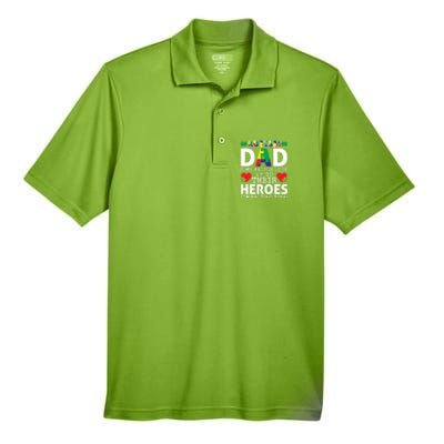 Autism Dad Some People Look Up To Their Heroes I Raise Mine Funny Gift Men's Origin Performance Pique Polo