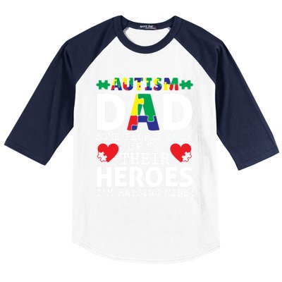 Autism Dad Some People Look Up To Their Heroes I Raise Mine Funny Gift Baseball Sleeve Shirt