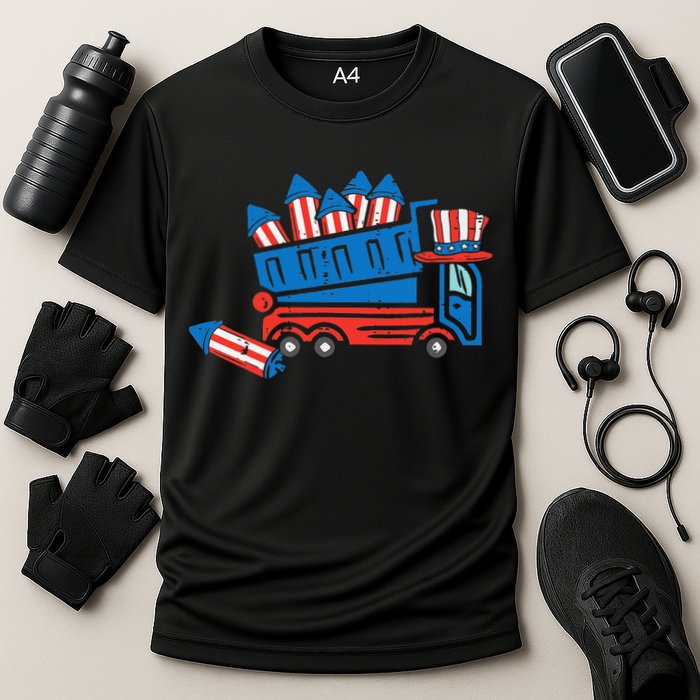 American Dump Truck 4th Of July Fourth Cooling Performance Crew T-Shirt