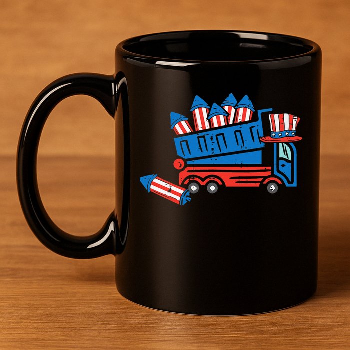 American Dump Truck 4th Of July Fourth 11oz C Handle Ceramic Mug