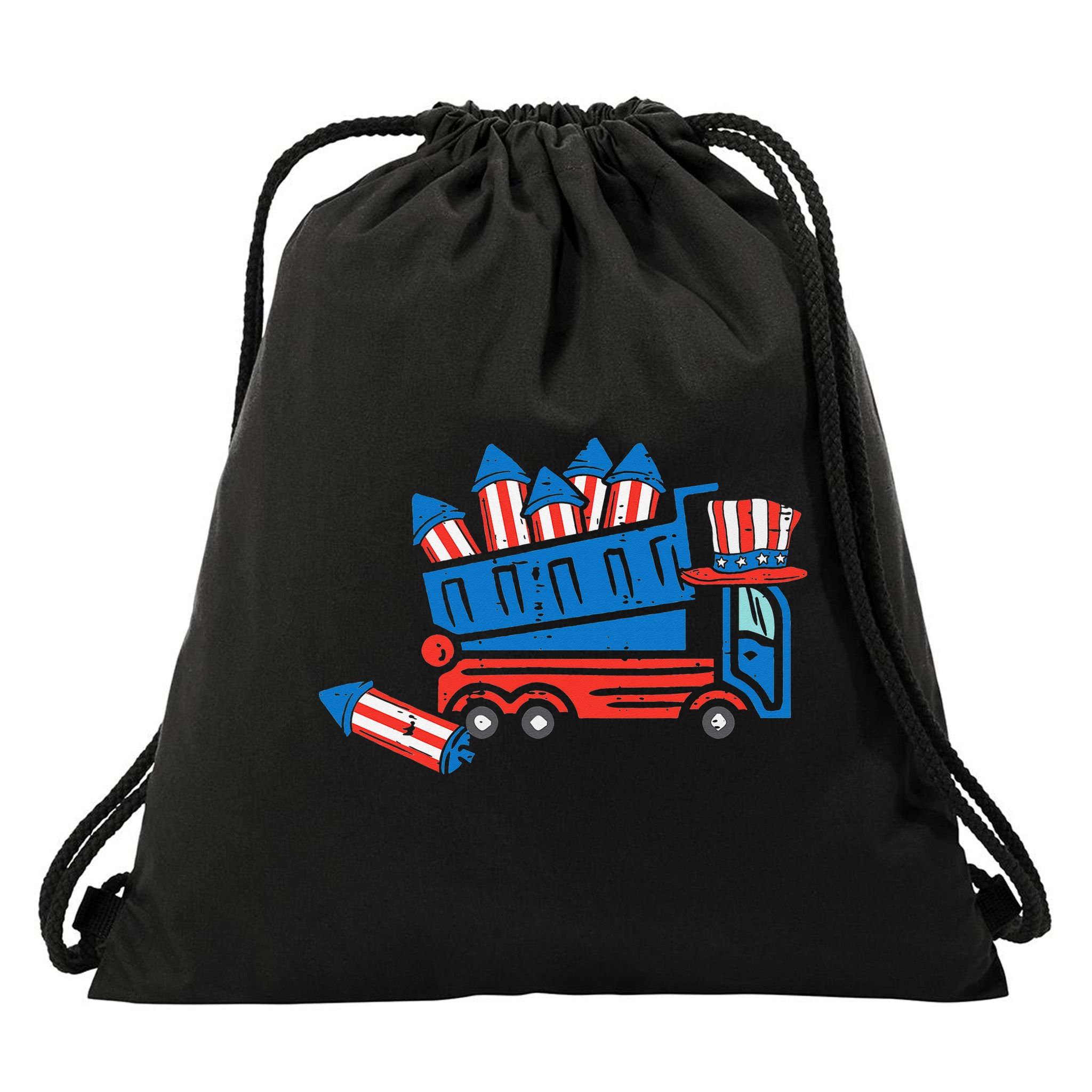 American Dump Truck 4th Of July Fourth Drawstring Bag