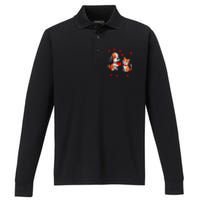 A Dog That Offers A Red Heart For Me A Cat On A Valentine Performance Long Sleeve Polo