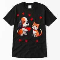 A Dog That Offers A Red Heart For Me A Cat On A Valentine Tall T-Shirt