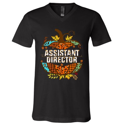 Assistant Director Thankful Grateful Blessed Fall Pumpkin V-Neck T-Shirt