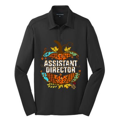 Assistant Director Thankful Grateful Blessed Fall Pumpkin Silk Touch Performance Long Sleeve Polo