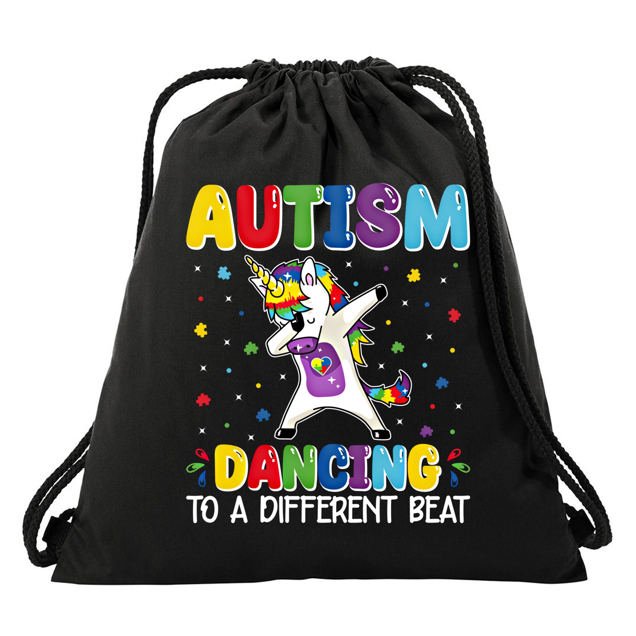 Autism Dancing To A Different Beat Dubbing Unicorn Autism Gift Drawstring Bag