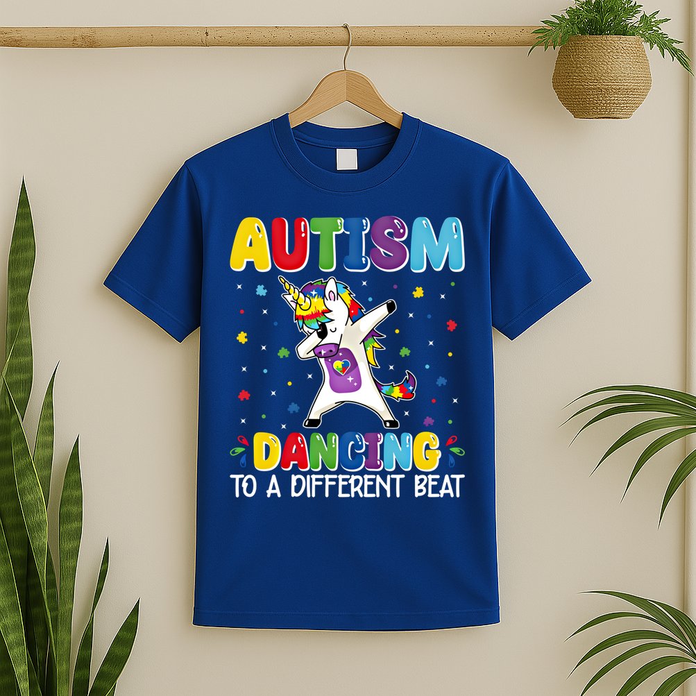 Autism Dancing To A Different Beat Dubbing Unicorn Autism Gift T-Shirt