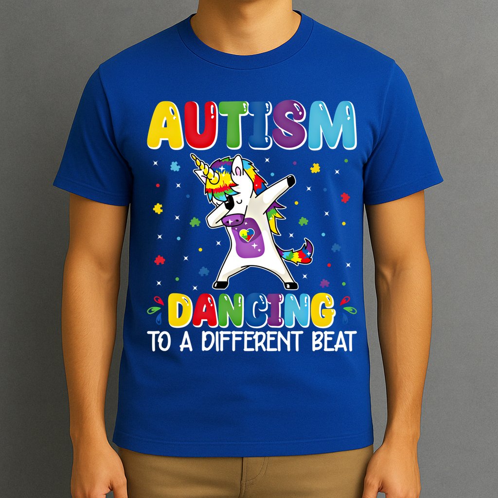 Autism Dancing To A Different Beat Dubbing Unicorn Autism Gift T-Shirt