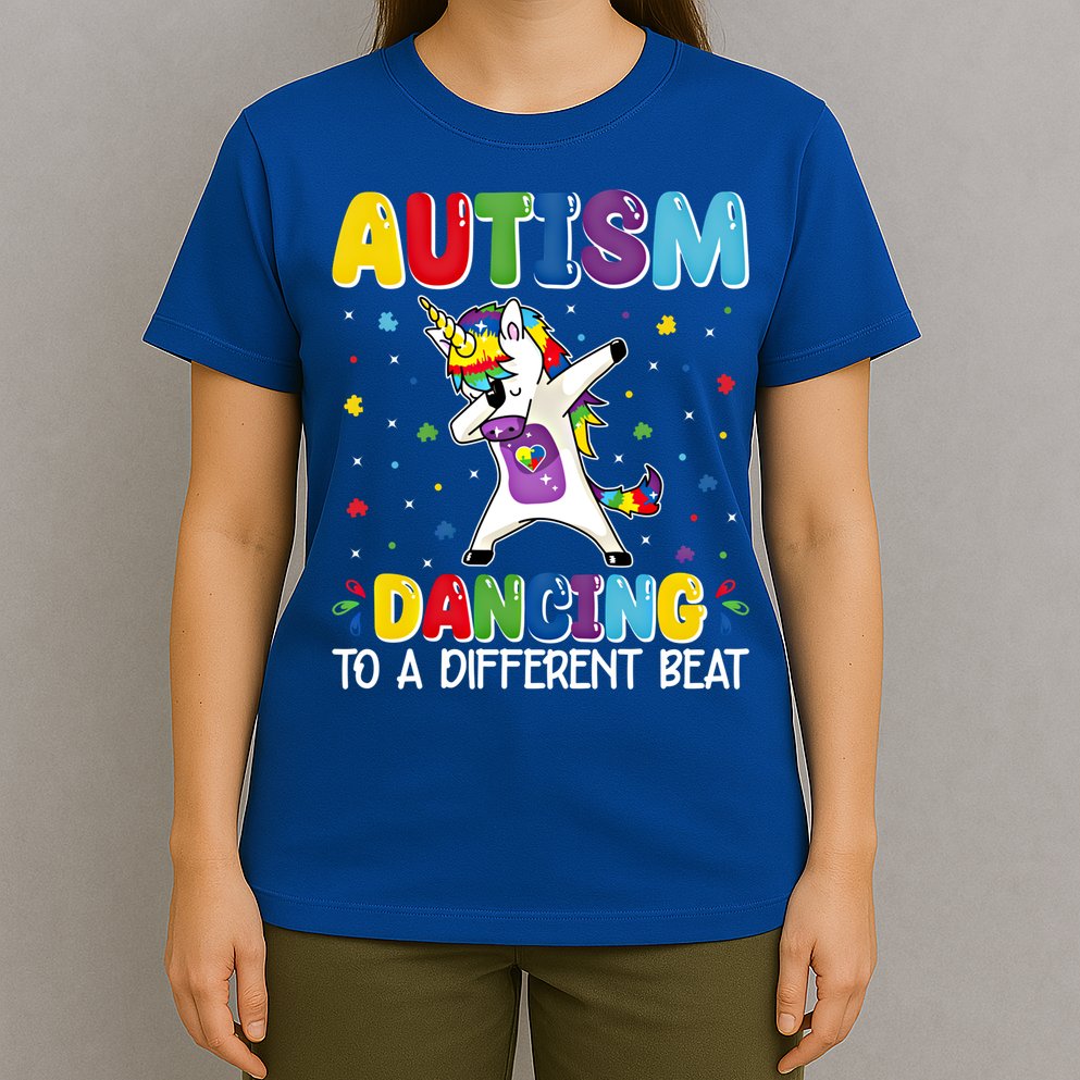 Autism Dancing To A Different Beat Dubbing Unicorn Autism Gift T-Shirt