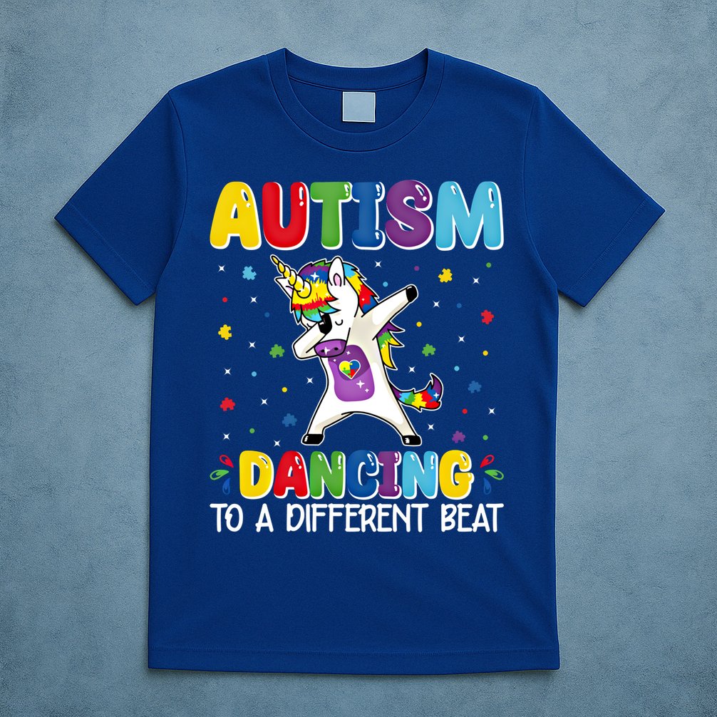 Autism Dancing To A Different Beat Dubbing Unicorn Autism Gift T-Shirt