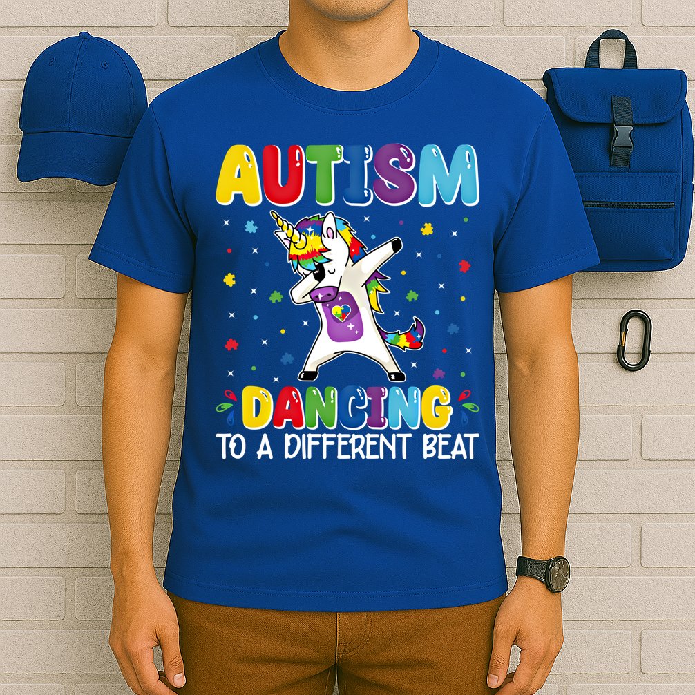Autism Dancing To A Different Beat Dubbing Unicorn Autism Gift T-Shirt