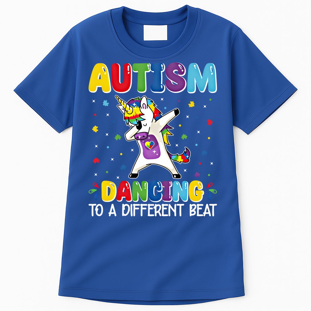 Autism Dancing To A Different Beat Dubbing Unicorn Autism Gift Tall T-Shirt