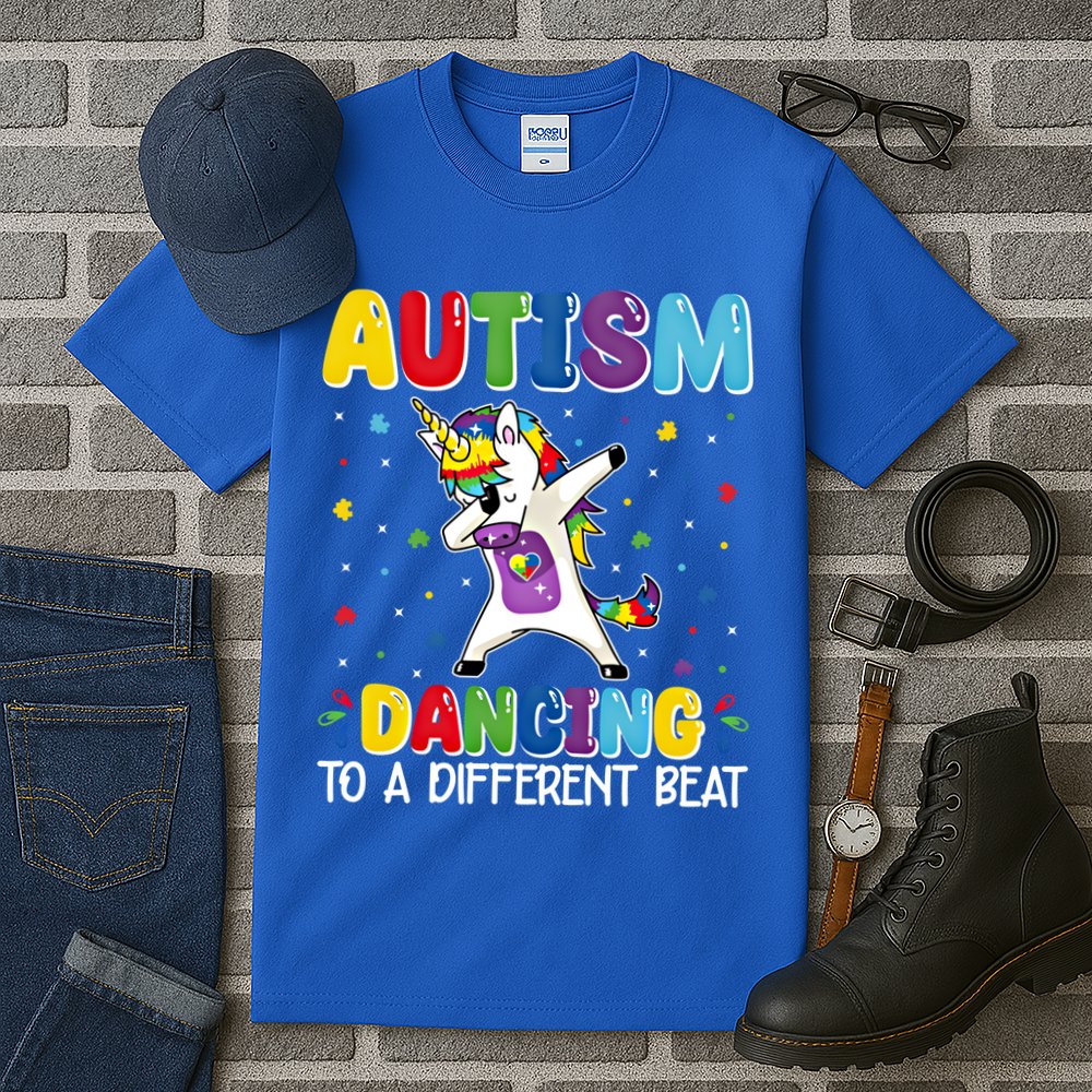 Autism Dancing To A Different Beat Dubbing Unicorn Autism Gift Tall T-Shirt
