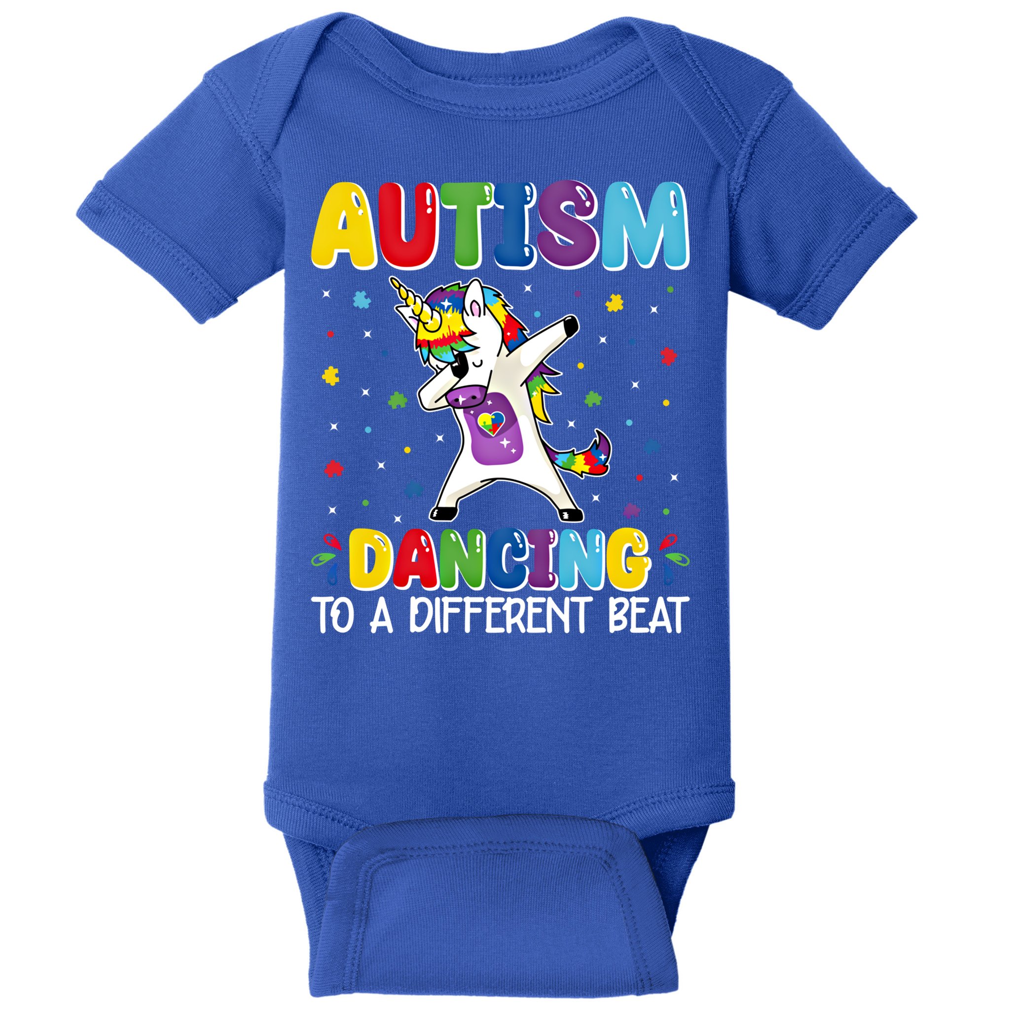 Autism Dancing To A Different Beat Dubbing Unicorn Autism Gift Baby Bodysuit