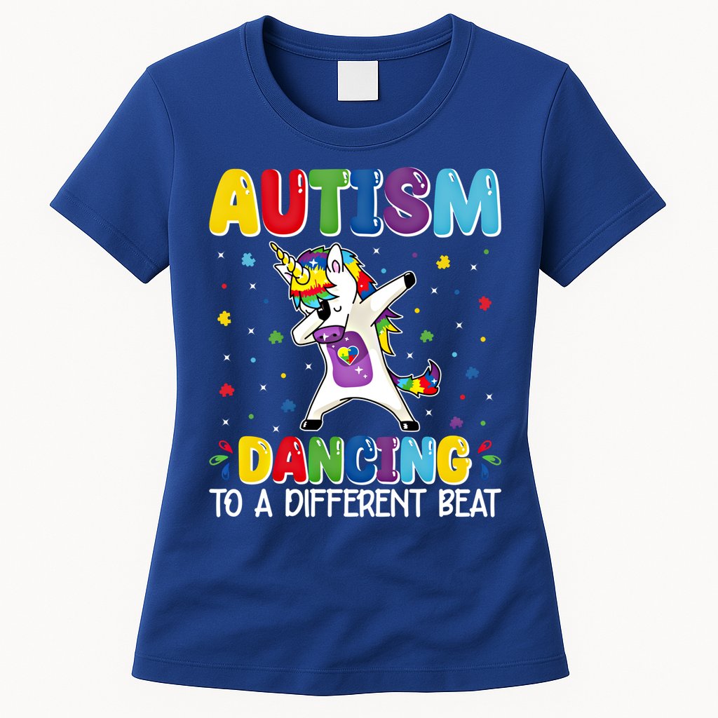 Autism Dancing To A Different Beat Dubbing Unicorn Autism Gift Womens T-Shirt