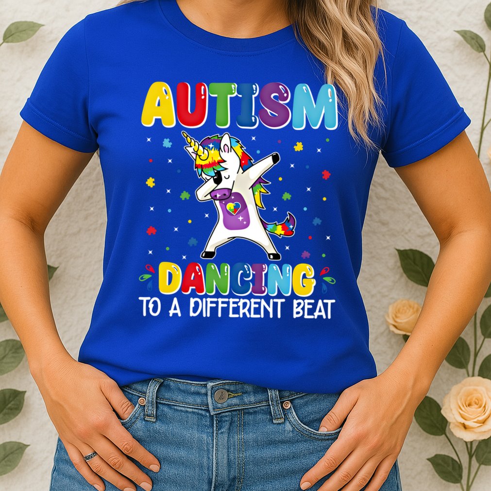 Autism Dancing To A Different Beat Dubbing Unicorn Autism Gift Womens T-Shirt