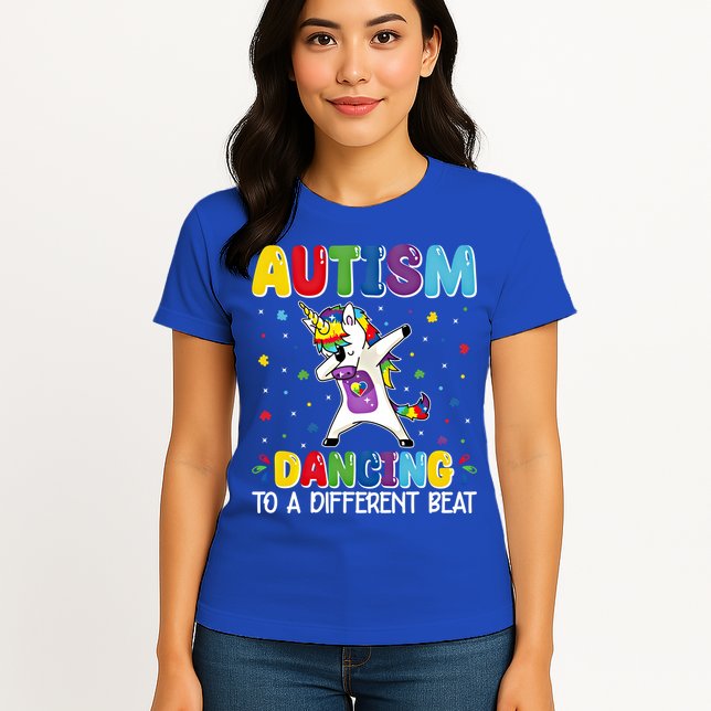 Autism Dancing To A Different Beat Dubbing Unicorn Autism Gift Womens T-Shirt