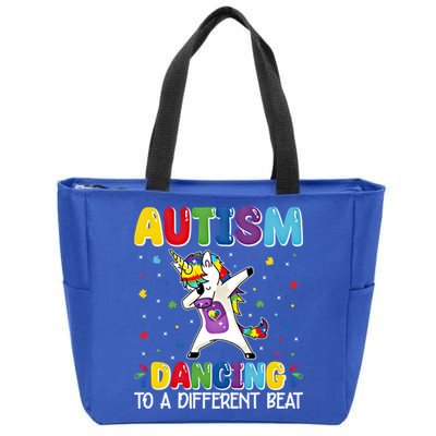 Autism Dancing To A Different Beat Dubbing Unicorn Autism Gift Zip Tote Bag