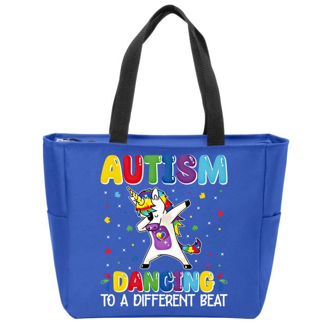 Autism Dancing To A Different Beat Dubbing Unicorn Autism Gift Zip Tote Bag