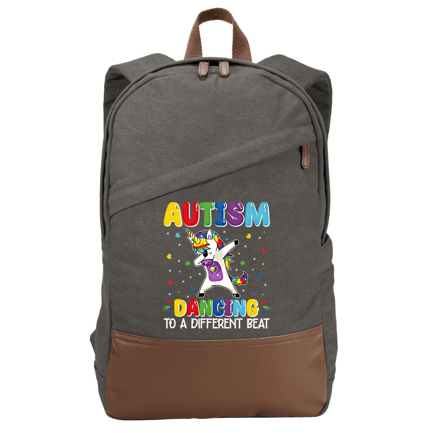 Autism Dancing To A Different Beat Dubbing Unicorn Autism Gift Cotton Canvas Backpack