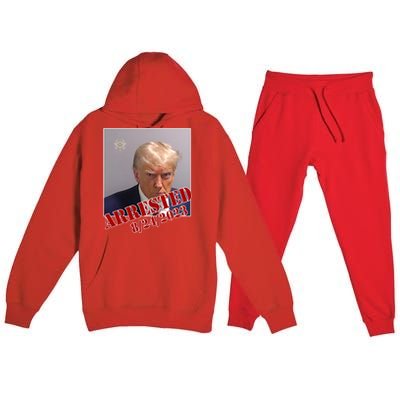 Arrested Donald Trump Mugshot Premium Hooded Sweatsuit Set