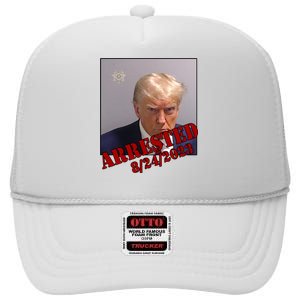 Arrested Donald Trump Mugshot High Crown Mesh Back Trucker Hat