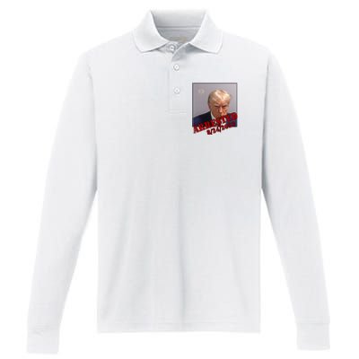 Arrested Donald Trump Mugshot Performance Long Sleeve Polo