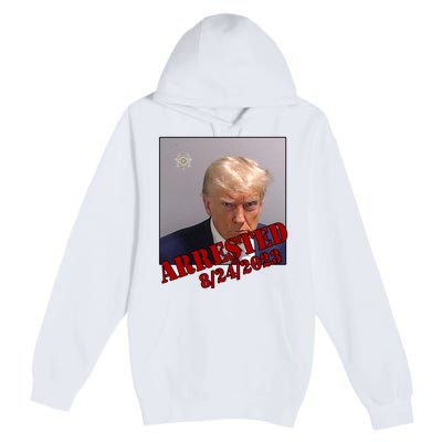 Arrested Donald Trump Mugshot Premium Pullover Hoodie