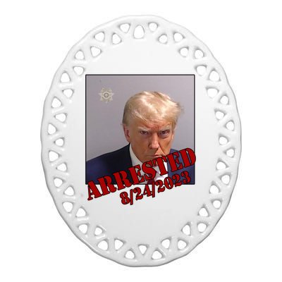 Arrested Donald Trump Mugshot Ceramic Oval Ornament