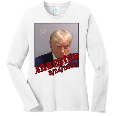 Arrested Donald Trump Mugshot Ladies Long Sleeve Shirt