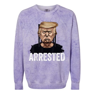 Anti Donald Trump Getting Arrested Meme Trump Arrested Funny Colorblast Crewneck Sweatshirt