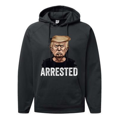 Anti Donald Trump Getting Arrested Meme Trump Arrested Funny Performance Fleece Hoodie