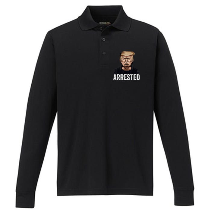 Anti Donald Trump Getting Arrested Meme Trump Arrested Funny Performance Long Sleeve Polo