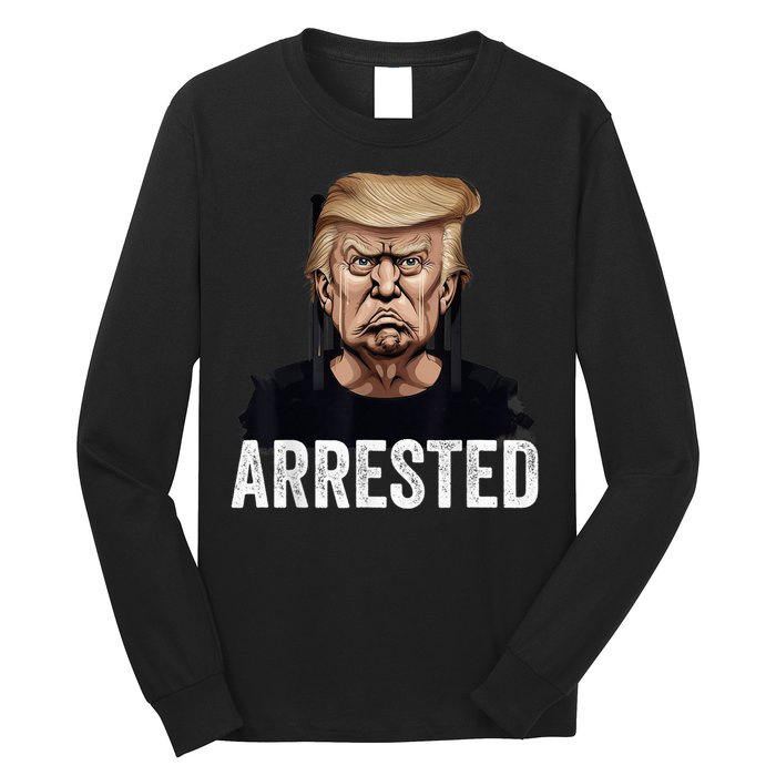 Anti Donald Trump Getting Arrested Meme Trump Arrested Funny Long Sleeve Shirt