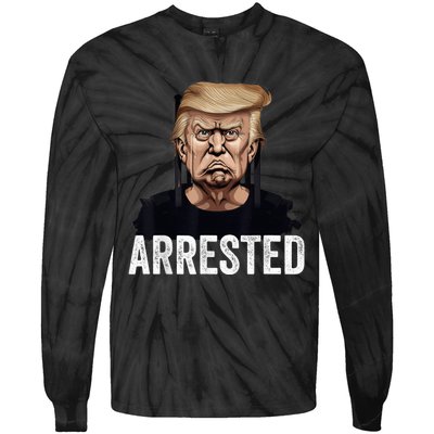 Anti Donald Trump Getting Arrested Meme Trump Arrested Funny Tie-Dye Long Sleeve Shirt