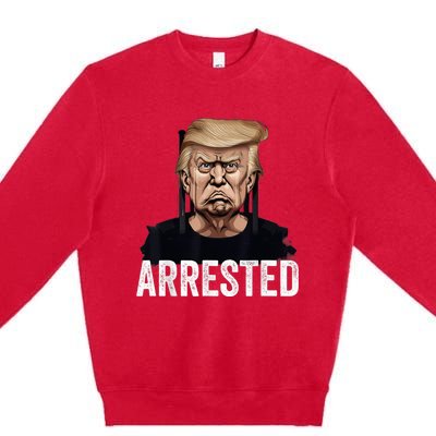 Anti Donald Trump Getting Arrested Meme Trump Arrested Funny Premium Crewneck Sweatshirt