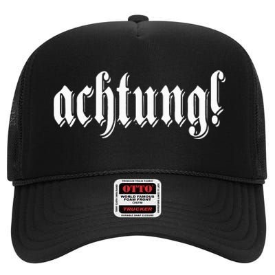 Achtung! Discover the Essence of Germany with German Language High Crown Mesh Back Trucker Hat