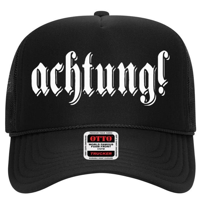 Achtung! Discover the Essence of Germany with German Language High Crown Mesh Back Trucker Hat