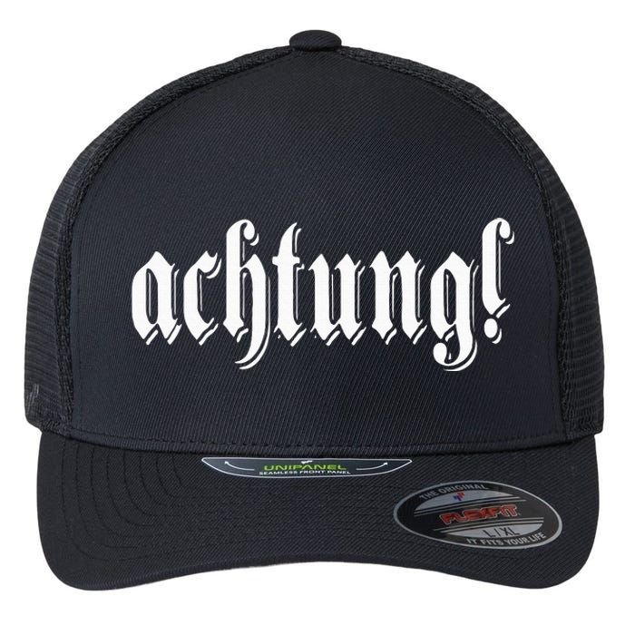 Achtung! Discover the Essence of Germany with German Language Flexfit Unipanel Trucker Cap