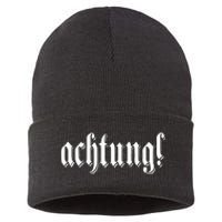 Achtung! Discover the Essence of Germany with German Language Sustainable Knit Beanie