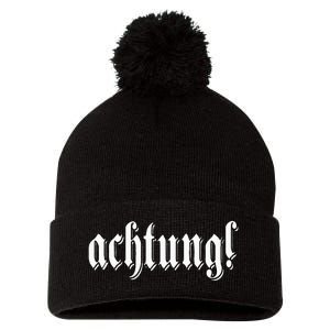 Achtung! Discover the Essence of Germany with German Language Pom Pom 12in Knit Beanie