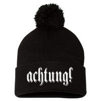 Achtung! Discover the Essence of Germany with German Language Pom Pom 12in Knit Beanie