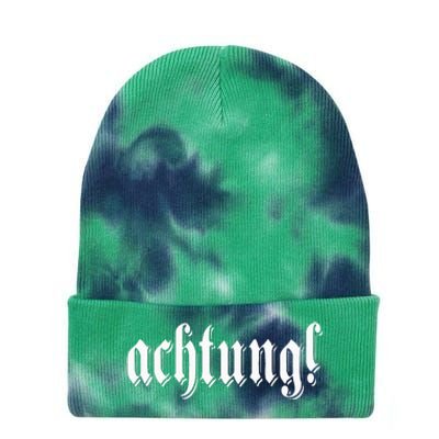 Achtung! Discover the Essence of Germany with German Language Tie Dye 12in Knit Beanie