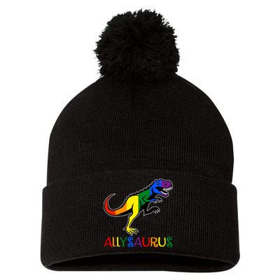 Allysaurus Dinosaur T Rex LGBT Gay Pride Pom Pom 12in Knit Beanie