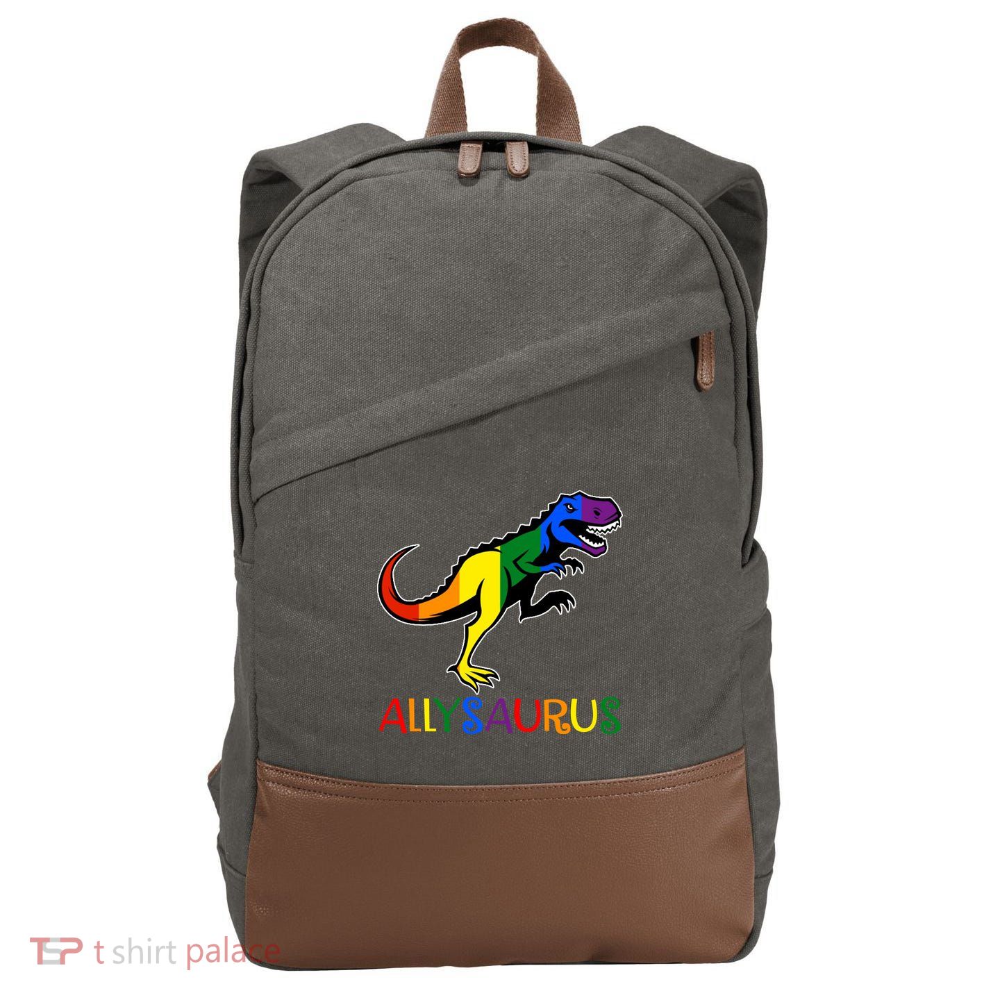 Allysaurus Dinosaur T Rex LGBT Gay Pride Cotton Canvas Backpack